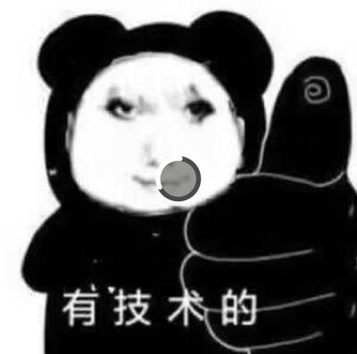 这是一张熊猫头系列的搞笑改编表情包，画面主体是穿着熊猫头套的形象，脸部被替换成了带有眼妆的人脸，它伸出一根带有眩晕螺旋图案的手指，下方配文“有技术的”。整体风格滑稽搞怪，用来自信地调侃自己或他人拥有某项厉害的技能，语气带着嘚瑟感，图中没有双关、谐音梗或暗示内容。