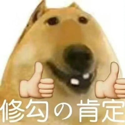 图片主体是一只浅棕色卷毛狗狗，面部圆润，双眼直视前方，眼神无辜。狗狗嘴角微张，露出些许牙齿，似带微笑。其左右脸颊旁各有一只卡通风格的人类手，均做出竖起大拇指的手势，手势夸张可爱。图片底部有白色文字“修勾の肯定”，其中“修勾”是网络流行的萌系称呼（谐音“小狗”），“の肯定”意为“的肯定/认可”。整体画面通过真实狗狗形象与卡通手势结合，营造出萌趣、积极的氛围，常用于表达强烈的同意或赞赏。