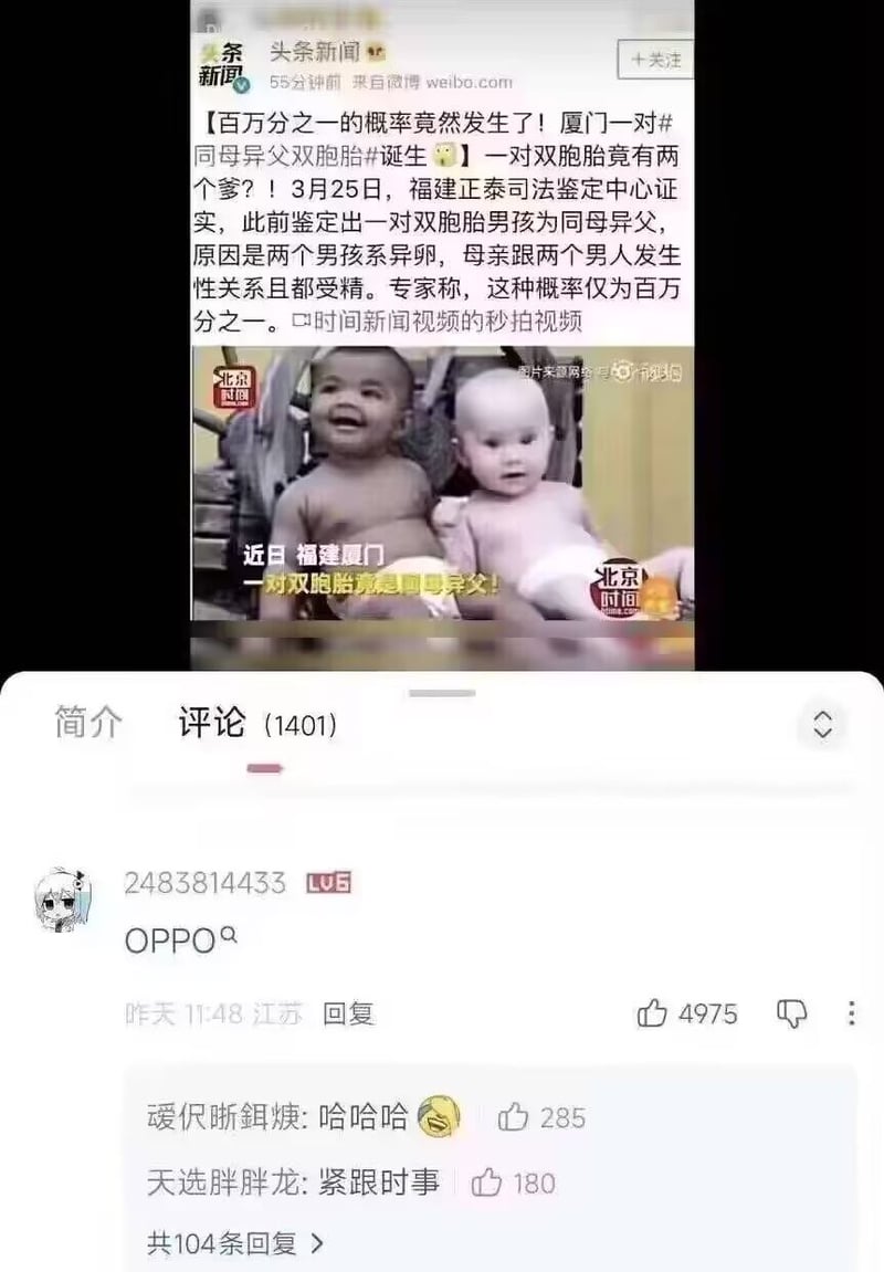 同母异父双胞胎新闻配图