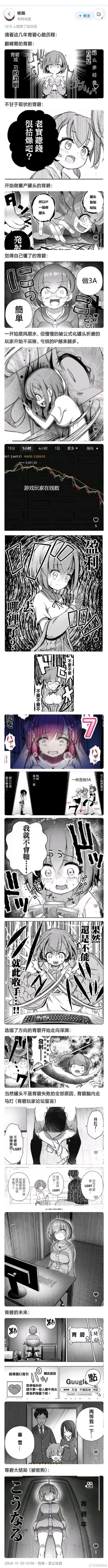 一张竖版超长的黑白连环漫画，包含多个分镜面板，通过对白气泡和人物动作展现连续叙事。画面以黑白线条绘制，角色有多种表情和场景互动，整体为典型的漫画叙事风格。