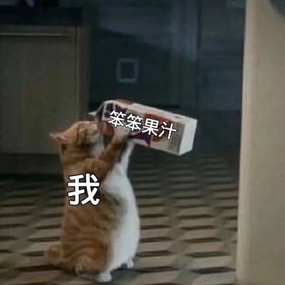 图片内容是一只橘猫抱着一大盒饮料（果汁）拼命喝，猫身上配字“我”，饮料盒上配字“茑茑果汁”。整体表现出一种对饮品渴望、停不下来的搞笑氛围。经常被用于形容自己对某些东西（如饮料、娱乐、快乐等）上瘾、根本无法自控。猫的表情和姿势十分可爱，有很强的拟人化效果。

没有明显的双关、谐音梗，但“茑茑果汁”可能是网络自造词或某种调侃。