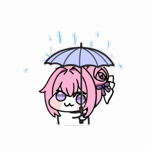 Doro撑伞雨中呆萌动图