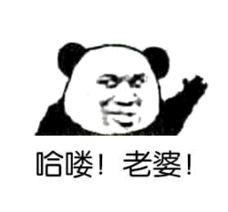 熊猫头挥手喊老婆表情包