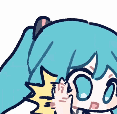 这是一张以VOCALOID角色初音未来为原型制作的Q版动态GIF表情包。图中的初音未来有着标志性的蓝绿色长发，她双手紧紧捂住自己的脸，身体还伴随着小幅度的晃动，呈现出抓狂、害羞或是尴尬到手足无措的状态，生动传递出窘迫、崩溃的情绪，适合在聊天中用来表达不好意思、尴尬、抓狂的心情。