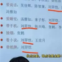 这是一张结合了手写违纪记录和真人照片的搞笑P图，上方的手写记录里，刘翠伟的名字出现在爱说话、爱睡觉、带手机、看小说、带小说所有违纪项目中，最后还标注了“优点全没，缺点也全占”，下方搭配了露出头顶的真人照片，用夸张的方式调侃这位在校园违纪里“全中”的同学，充满轻松搞笑的校园氛围。