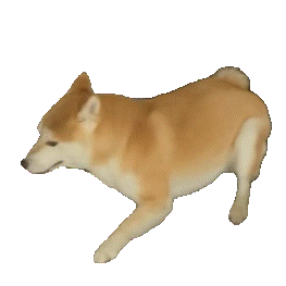 这是一段3D渲染的柴犬动态内容，柴犬的身体不断做出扭曲、翻转的怪异肢体动作，姿态十分魔性滑稽，没有双关、谐音梗或暗示内容，主要以怪异的动作带来搞笑效果。