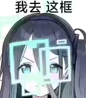 这是一张针对手游《蔚蓝档案》角色爱丽丝的P图改编表情包，图中爱丽丝的脸部被一个错位的浅蓝色方框覆盖，上方配有文字“我去 这框”，利用“框”与“况”的谐音，表达看到意外、离谱状况时的惊讶与错愕，适合用来吐槽生活或游戏中遇到的奇葩事件。
