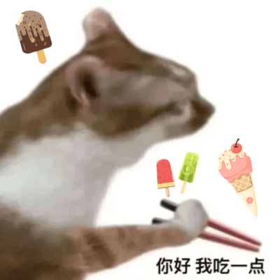 这张图片展现了一只橘色短毛猫，面向右侧，前爪夹持着一双筷子，神态专注。猫咪下方配有“您好 我吃一点”的黑色文字。这是“你好我吃一点”梗图系列的代表作，通常用于美食话题下，模拟网友想云尝一口美食的幽默互动。猫咪表情憨态可掬，举筷动作生动，整体构图极具表情包趣味。图片常作为虚拟聚餐的开场白，传递轻松、搞笑、互动气息，社交属性极强。

本图无谐音梗或双关，但猫咪用筷子的反差极富喜感，形成文化跨界的幽默。