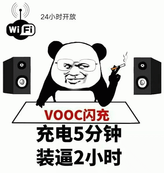 熊猫头配VOOC闪充：充电5分钟装逼2小时