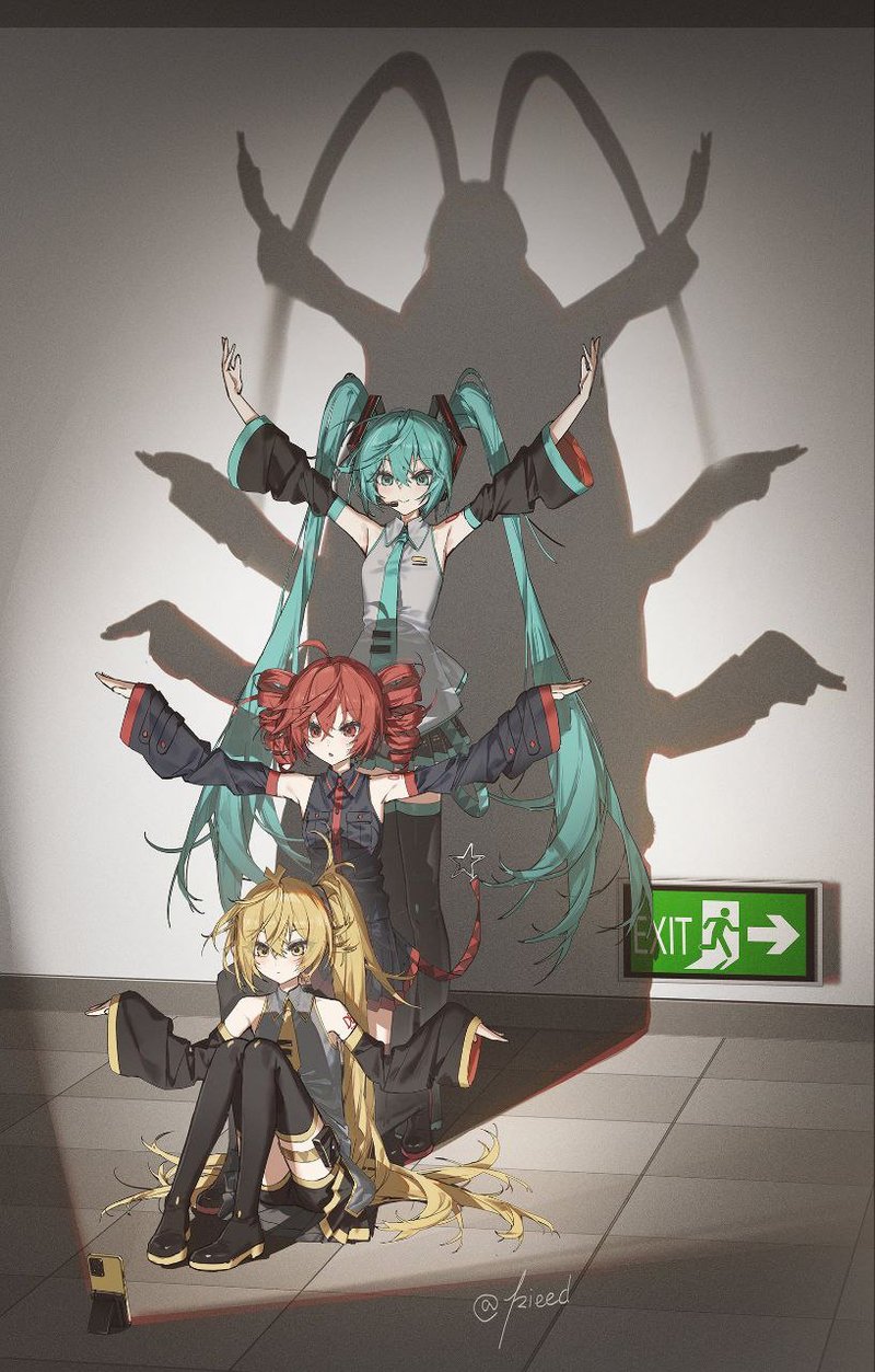 蓝发双马尾少女