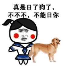 卡通女孩与金毛的搞笑对话梗图