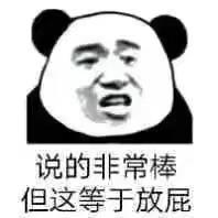 这是一张经典的熊猫头合成表情包，将真人的面部表情与卡通熊猫头部拼接在一起，下方配有文字“说的非常棒但这等于放屁”。通过先夸赞再彻底否定的反差话术，直白地表达出对他人言论的不屑，认为对方的发言空洞无意义、毫无价值，适合在日常聊天、社交互动中用来吐槽那些听起来好听但没有实际作用的话语。