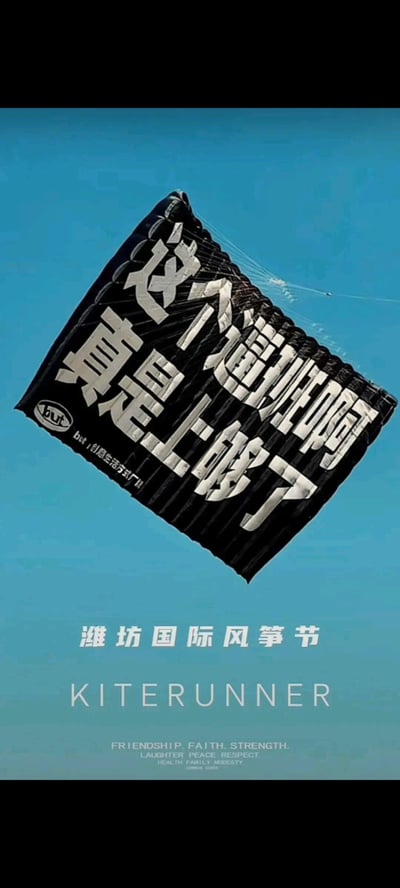 这是潍坊国际风筝节现场的一款创意风筝，黑色的大型风筝上印着醒目的银色字体「这个班真是上够了」，将打工人对职场、加班的疲惫与不满，通过放飞高空的形式趣味宣泄，精准戳中当代职场人的情绪痛点。
无谐音梗或暗示，为直白的职场情绪表达。