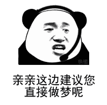 熊猫头表情包：亲亲这边建议您直接做梦呢