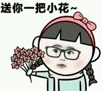 送你一把小花的卡通女孩