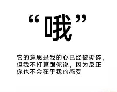 这是一张纯文字类静态图，以加引号并放大显示的“哦”作为核心视觉焦点，下方配有一段文字对这个看似简单的单字回复进行了深层情绪解读，将“哦”赋予了委屈、失落又带有自我封闭的情绪内涵：表达了说话者内心已深受伤害，却因默认对方不会在乎自己的感受，而选择将情绪压抑在心底不诉说的心情，精准捕捉到了人们在日常沟通中感受到敷衍、不被重视时的细腻负面情绪，容易引发有类似经历者的强烈情绪共鸣。