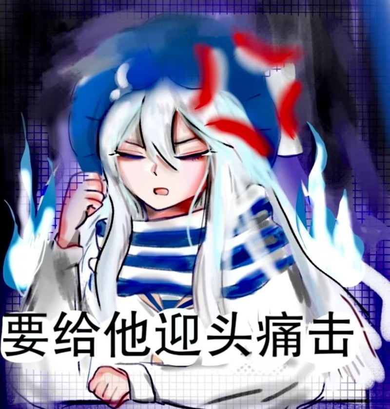 原创蓝发二次元少女