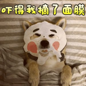 柴犬吓得摘下面膜的搞笑瞬间