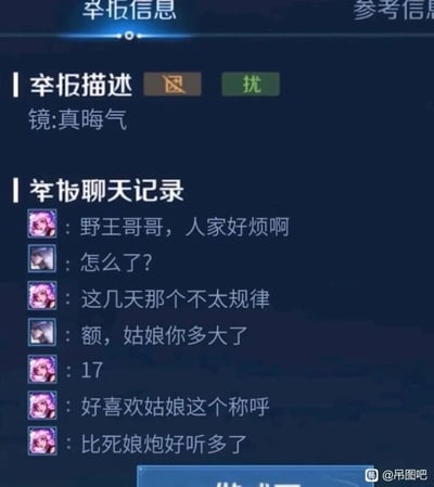 这是一张王者荣耀游戏内举报界面的静态截图，界面分为举报信息和举报聊天记录两部分。举报描述中镜标注“真晦气”，聊天记录里貂蝉以娇嗲的语气向镜搭话，称自己“这几天那个不太规律”，镜询问其年龄后得知貂蝉17岁，貂蝉表示喜欢镜对自己“姑娘”的称呼，最后一句“比死娘炮好听多了”形成强烈反差，将之前的娇嗲氛围打破，暴露玩梗本质，制造出荒诞搞笑的效果，精准戳中玩家的笑点。