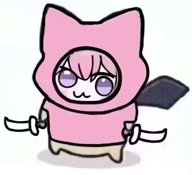 Doro 粉色猫咪兜帽持剑表情包