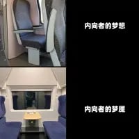 这是一张上下对比的梗图，上图呈现了火车上带有独立隔断的单人座位，配文“内向者的梦想”，这类座位能为内向者提供充足的私人空间，无需与陌生人产生交集；下图则是火车上面对面的四人对坐座位，配文“内向者的梦魇”，这种座位布局会让内向者被迫直面陌生人，产生强烈的社交压力。通过两种截然不同的火车座位场景对比，精准戳中内向者对社交距离的敏感点，引发同类人群的强烈共鸣，十分搞笑。
