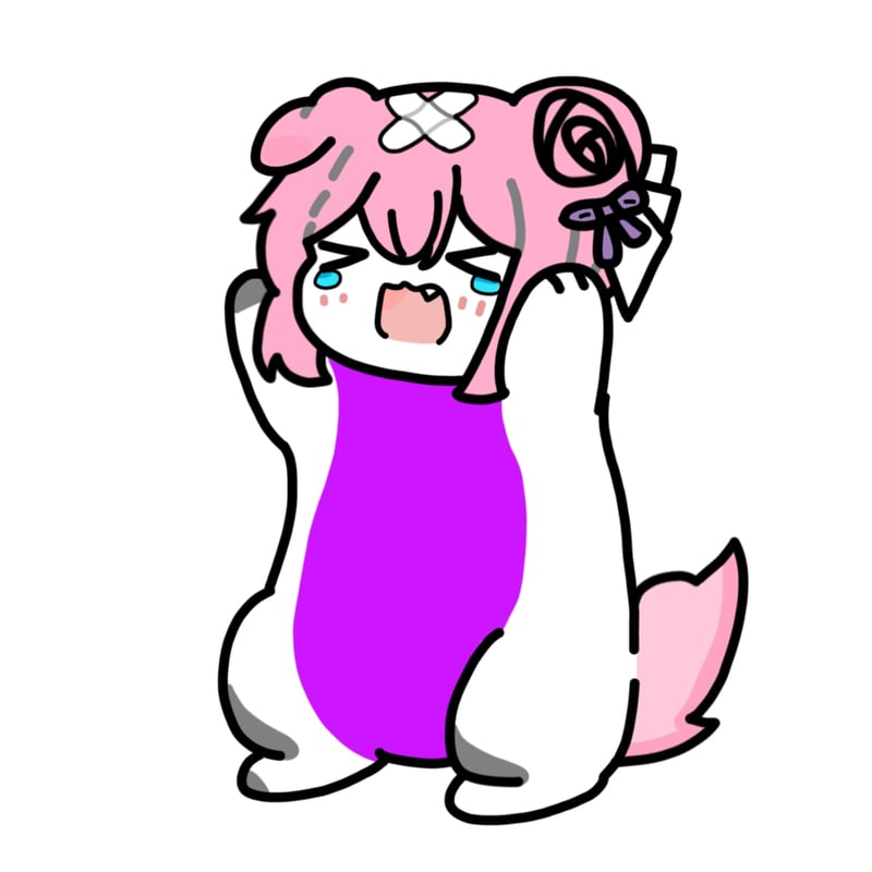 Doro表情包：委屈流泪的粉色四足形象