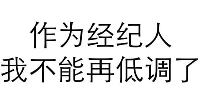 这是一张纯文字静态图片，背景为纯白色，中央用黑色简体中文书写着“作为经纪人我不能再低调了”。文字排版简洁，字号较大，整体视觉效果清晰直接，主要表达了一种经纪人身份下不再保持低调、希望展现自身能力或推动相关事务的宣言式态度。
