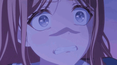 这是一组连环动态图，展示了动画《BanG Dream!》中的角色今井莉莎的完整情绪递进过程：第一张图里她双眼圆睁、紧咬牙关，露出极度惊恐的神情；第二张图中她眼神凝重，眉头紧锁，强压着内心的情绪；第三、四张图里她彻底崩溃，双眼紧闭，大张着嘴，眼泪汹涌而出，生动地呈现了从遭遇冲击到强忍再到情绪决堤的完整状态，极具感染力。