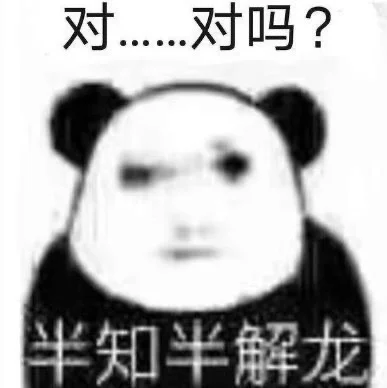 这是一张经过P图改编的静态单图表情包，属于顶配底文图与文字加注图类型。图中主体是经典的熊猫头人脸拼接形象，面部呈现出迷茫、心虚的神情，顶部配有带有停顿语气的疑问文字“对……对吗？”，底部则标注了“半知半解龙”的称呼，精准传递出人物对自身所知内容不确信、带着不确定感的状态，适合在学习、工作等场景中，当自己对问题一知半解，不敢笃定答案时，用来表达疑问与不自信的情绪。