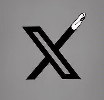 这是一幅黑白风格的创意合成图形，将字母X的右侧笔画替换为一支铅笔，铅笔的笔尖部分为白色，与黑色的字母主体形成鲜明对比，整体构图简洁清晰。图形把文字符号与文具元素进行视觉融合，传递出和书写、创作相关的联想，没有双关、谐音梗等内容。