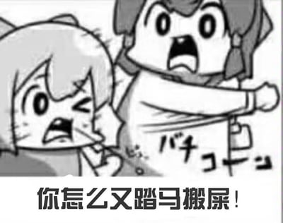 本图是一张恶搞漫画表情包，描绘了两个Q版动漫角色，其中一个表情愤怒并抬手作势打向另一个表情惊恐的角色，下方配有大字“你怎么又踏马撒尿！”非常适合用来吐槽朋友反复犯同一类错误，语气夸张，具有强烈的玩笑与无奈意味。台词有谐音梗："踏马"为脏话“他妈”的替代用法，增加幽默和缓和冲突的效果。

没有明显的政治、暗示或多重隐喻。原画风格和角色明显来自知名恶搞漫画《POP TEAM EPIC》（日语：ポプテピピック），属于网络二次创作。