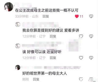 这是一段抖音平台的评论区互动截图，一位山东网友提出“在公主改成母主之前这些我一概不认可”的脑洞提议，随后辽宁网友先是称赞这是好建议，接着又觉得“母主”这个称呼听起来还不错，最后山东网友顺势自称“世界第一的母主大人”，整个评论区围绕这个新奇的称呼玩梗，氛围搞笑无厘头。