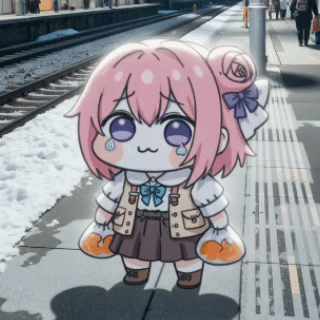 Doro雪天站台流泪表情包
