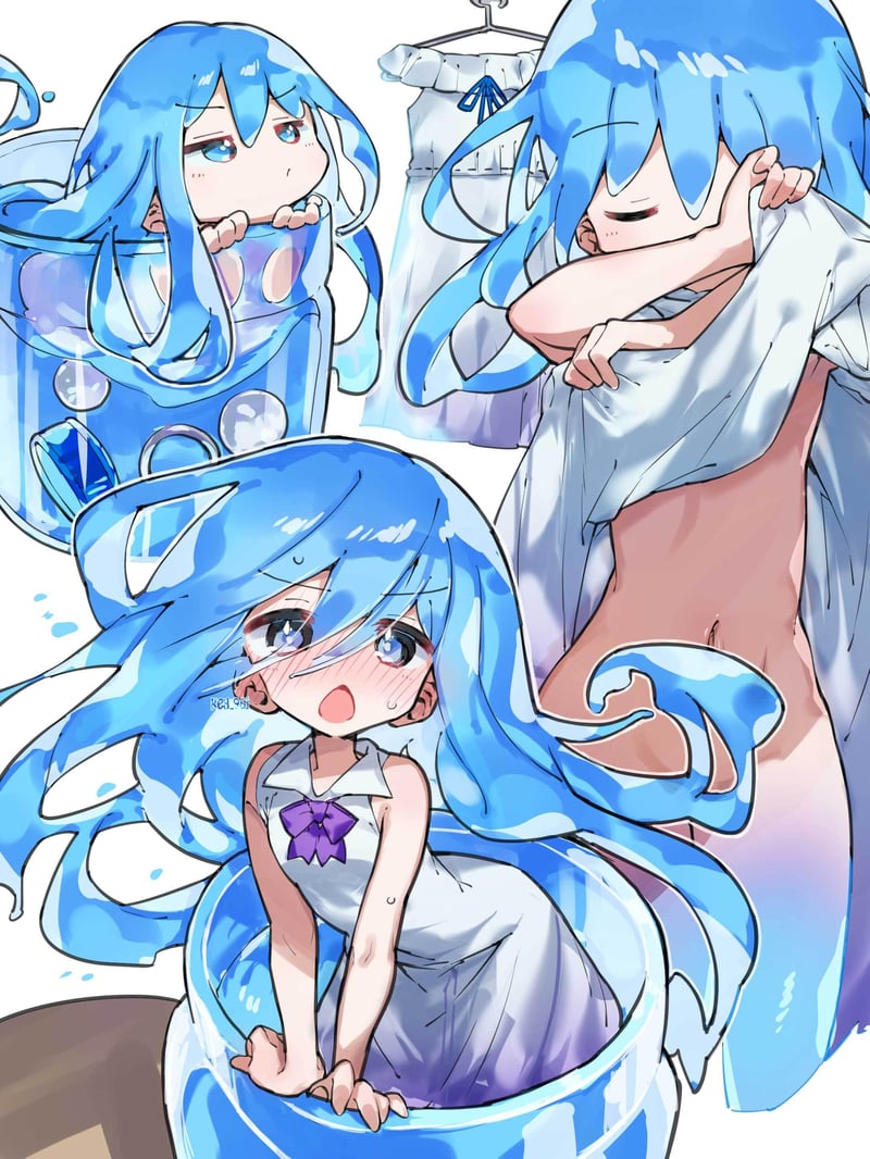 蓝发水拟人少女