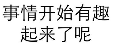 这是一张纯文字静态图片，背景为纯白色，上面用黑色字体写着“事情开始有趣起来了呢”。文字排版简洁，无其他图案或元素，整体给人一种轻松调侃的感觉，常用于表达对接下来发生事情的期待或觉得情况将变得更有意思。