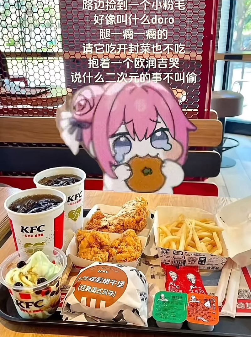 路边捡到的小粉毛Doro在KFC哭抱欧润吉