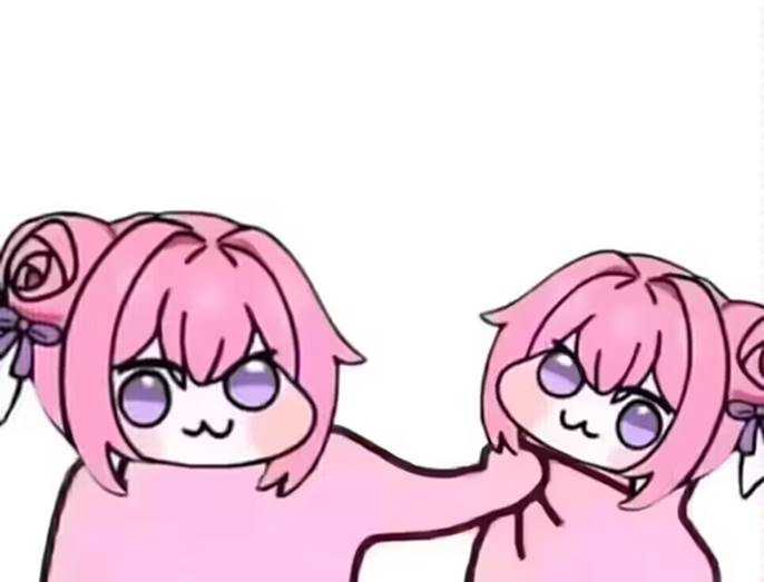 Doro二创表情包：两只粉色角色互动