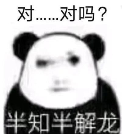 这是一张经过P图改编的熊猫头表情包，图中熊猫头的神态模糊，带着不确定的感觉。上方配文“对……对吗？”，下方配文“半知半解龙”，其中“半知半解龙”是谐音梗，谐音“半知半解的人”，用来调侃自己或他人对某件事一知半解，却又不确定地向他人寻求认可的状态，整体氛围诙谐有趣，适合用来表达疑惑、不确定的情绪。