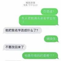 这是一段竖屏的微信聊天记录截图，对话双方为「郑凯/郑恺」和一位匿名用户。匿名用户先询问对方是谁，接着表示有人把自己的孔夫子名字全改了，对方询问改成了什么，得到「钢铁侠」的回复后，匿名用户表示不要改回来，随即又愤怒地质问对方到底是谁。整个对话充满无厘头的反差感，陌生人乱改名字的行为与最后愤怒的质问形成搞笑的戏剧效果。