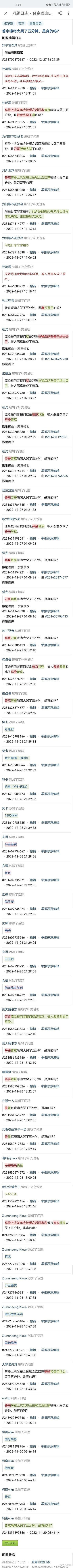 A vertical list of text entries with various formatting including colored highlights and different text styles. The list appears to contain multiple items with some entries having bold or colored text for emphasis.
