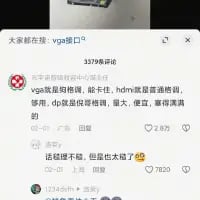 这是一张竖屏格式的社交媒体评论区截图，顶部话题为「大家都在说vga接口😅」，共有3379条评论。热评第一条由用户「列车奔驰在黎明的田野」发布，吐槽VGA接口画质模糊还卡顿，HDMI接口只是普通清晰，却有声音称VGA是保姆级、便宜最值得推荐；第二条评论则调侃该吐槽「话糙理不糙，但是也太损了😂」，两条评论都获得了不少点赞与回复。整体是数码爱好者针对VGA接口的吐槽讨论，用直白接地气的语言表达了对VGA接口过时却被过度推荐的无奈与调侃。