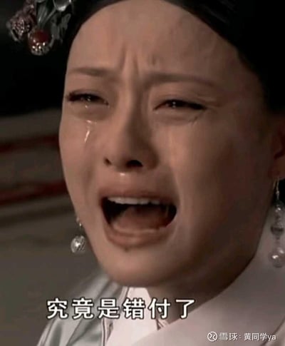 图片为电视剧《甄嬛传》中的经典名场面截图，画面中甄嬛（孙俪饰）眼含泪水，表情悲痛，张大嘴巴似乎在呐喊，脸上清晰可见泪珠滑落。图片底部配有文字“究竟是错付了”，这是甄嬛在得知情感被辜负后的经典台词，整体氛围充满悲伤与绝望。