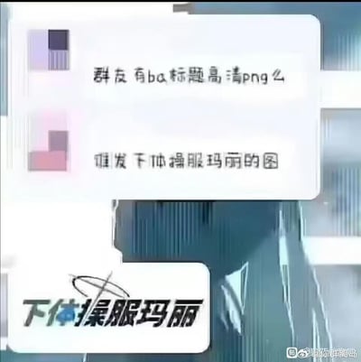 这是一张群聊玩梗的搞笑图，群聊中一位用户发消息“谁发下体操服玛丽的图”，被其他人错误断句，将“谁发下/体操服玛丽的图”理解成“下/体操服玛丽”，并制作了“下体操服玛丽”的文字图来玩梗，制造出荒诞的笑点。
笑点解析：利用断句歧义形成误解，把请求式的语句扭曲成奇怪的指令式文字，产生沙雕搞笑的效果。