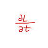 这是一张纯文字图，画面中仅展示了红色的偏导数数学表达式∂L/∂t，该表达式代表多元函数中变量L对变量t的偏导数，常用于微积分、物理工程、机器学习等领域，比如在机器学习场景中，常用来表示损失函数L对某一参数t的求导，是梯度下降等优化算法中的核心符号之一。