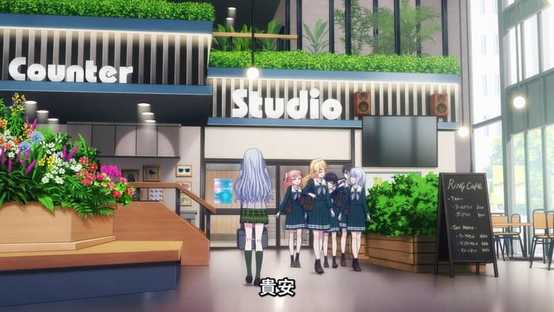 MyGO!角色们在咖啡馆前