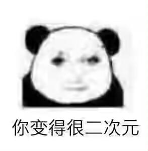 这是一张经过P图改编的搞笑表情包，将真人面部与熊猫卡通形象合成在一起，下方配有文字“你变得很二次元”，用戏谑的语气调侃对方的风格、状态趋近于二次元文化相关的特质，整体风格轻松搞笑，适合在日常聊天或社交平台中用于吐槽、互动。