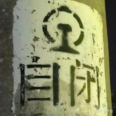 这是一张经过二次创作的静态图片，画面主体是喷涂在粗糙斑驳墙面上的中国铁路路徽，路徽下方是加粗的“自闭”二字。在铁路系统中，“自闭”是“自动闭塞”的简称，属于铁路信号系统的专业术语，而这张图借用该简称，结合网络热词“自闭”（指代陷入自我封闭、不愿社交的低落情绪状态），形成双关梗，用带有官方感的标识形式，调侃当下年轻人的情绪困境，充满戏谑、自嘲的意味。