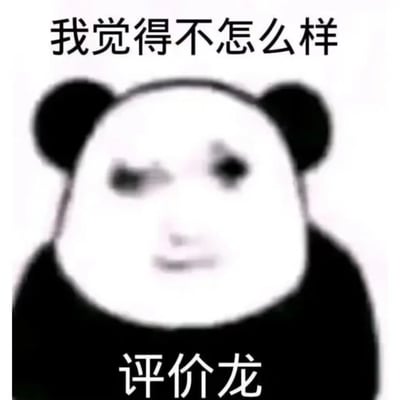 这是一张经过二次创作的熊猫头合成表情包，将真人嫌弃的面部表情与熊猫头的形象结合在一起。表情包上方配有文字“我觉得不怎么样”，下方配有文字“评价龙”，图中的形象单眼半眯，面部神态充满嫌弃与不屑，整体传递出对名为‘龙’的人或相关事物不认可、不满意的吐槽情绪，常用于网络社交场景中表达负面评价、嫌弃的态度。