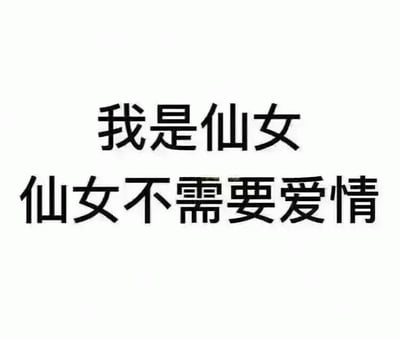 这是一张纯文字图片，背景为纯白色，上面有两行黑色加粗中文字：第一行为“我是仙女”，第二行为“仙女不需要爱情”。整体风格简洁直白，通过文字表达一种洒脱、独立的态度，语言风格年轻化，带有自我调侃和幽默的意味。