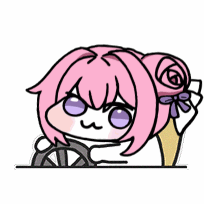 动图中粉色头发、紫色眼睛的卡通角色Doro（胜利女神：妮姬二创形象）正做出手臂摆动的动作，表情呆萌可爱，头部两侧有玫瑰发饰。角色整体呈现Q版风格，动作连贯自然，展现出轻松俏皮的气质。